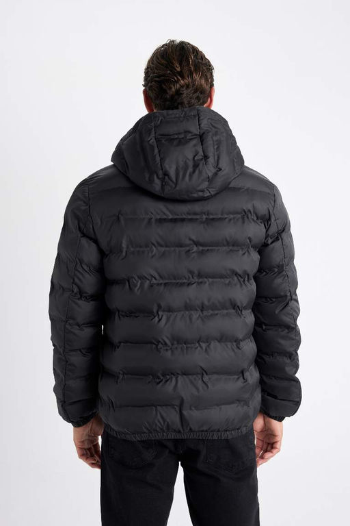 Облегающее водоотталкивающее пальто с капюшоном - Defacto фото 7