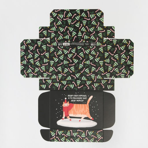 Коробка подарочная новогодняя складная «Веди себя хорошо», 21 х 15 х 5 см, Новый год