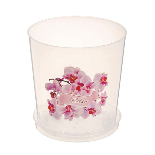 Горшок для орхидей с поддоном, 1.8 л, пластиковый, прозрачный, МИКС