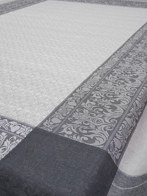 Крой скатерти жаккард Цветочная арабеска цв.серый, 1.90м*2.55м, лен-51%, хлопок-49% - Купава фото 4