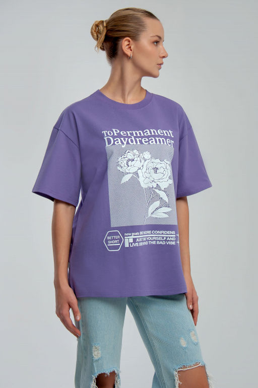 Арт. 31130 Футболка женская оверсайз 44-52 (5 шт) Цвет:сиреневый - Калинка фото 8