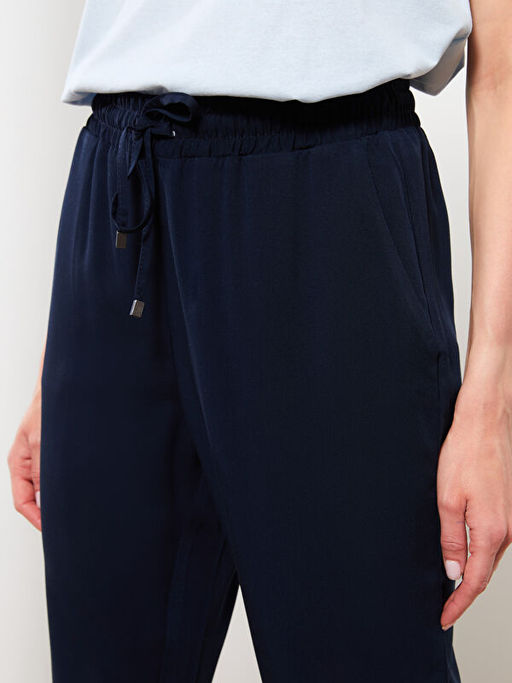 Beli Lastikli D?z Cep Detayl? Kad?n Pantolon