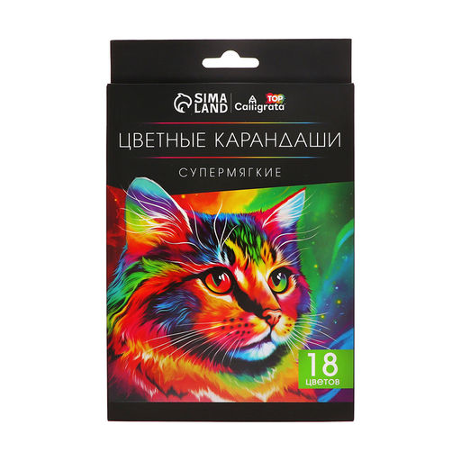 Карандаши 18 цветов TOP Calligrata, 5B, диаметр грифеля - 3мм, в картонной коробке