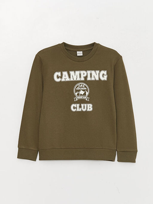 Bisiklet Yaka Bask?l? Uzun Kollu Erkek ?ocuk Sweatshirt ve E?ofman Alt? - Waikiki фото 2