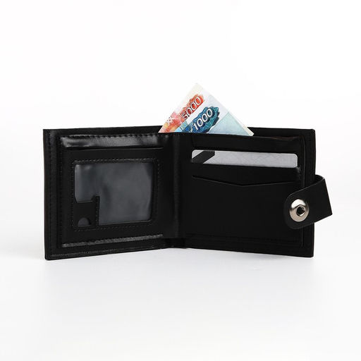 Портмоне мужское на магните, отдел для купюр, для карт, для монет, чёрное