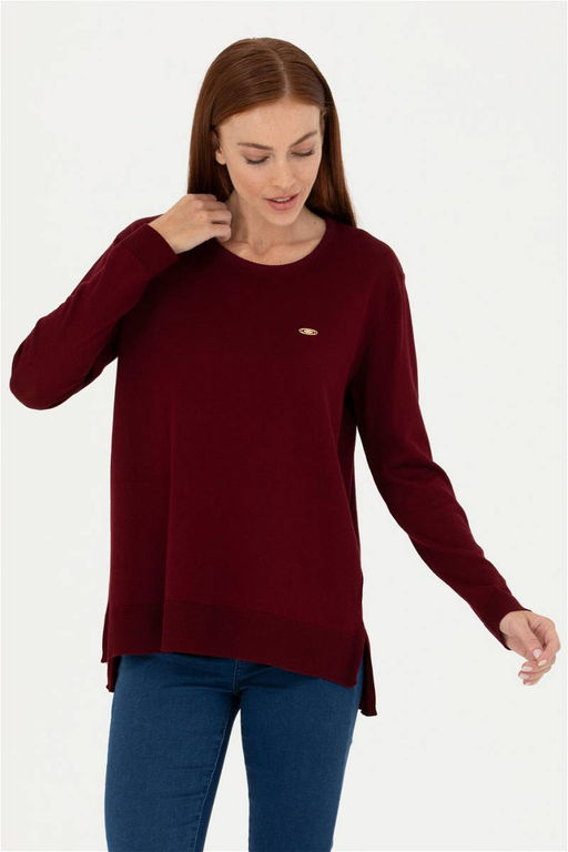 Женский бордово-красный базовый свитер - U.s. polo assn фото 8