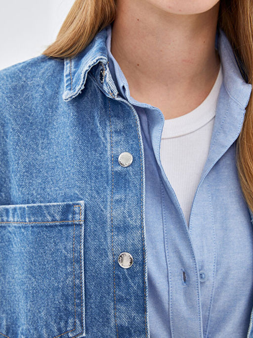 Oversize Kad?n Jean G?mlek Ceket