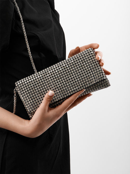 LACCOMA сумка ST167-червонное серебро стразы  фото 7