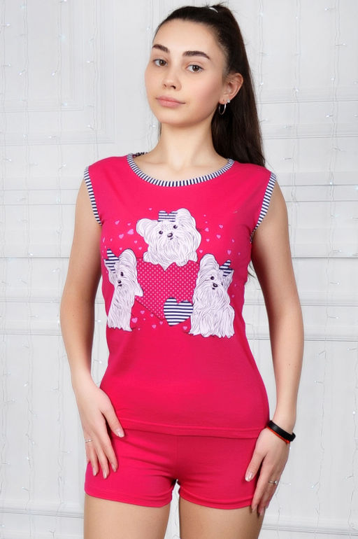 Арт. 3301 Пижама с шортами 42-52 (6 шт) Цвет:ассорти