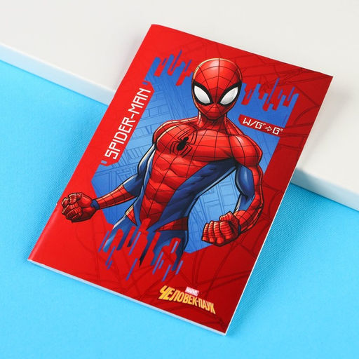 Цена за 6 шт. Блокнот А6 32 л на скрепке «Супергерой», Человек-паук