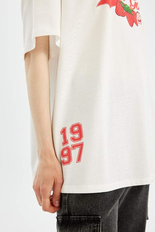 Футболка с короткими рукавами и круглым вырезом Cool Oversize с принтом - Defacto фото 6