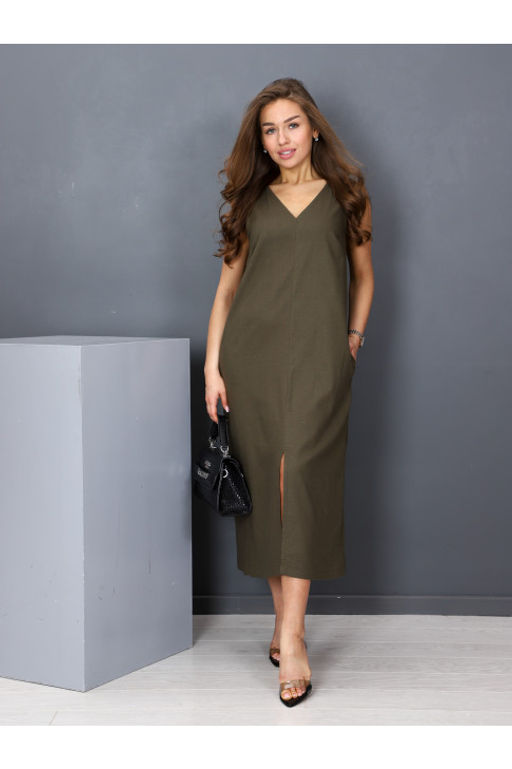 Сарафан ДО-124.04 Лён хаки - Хороший трикотаж фото 2