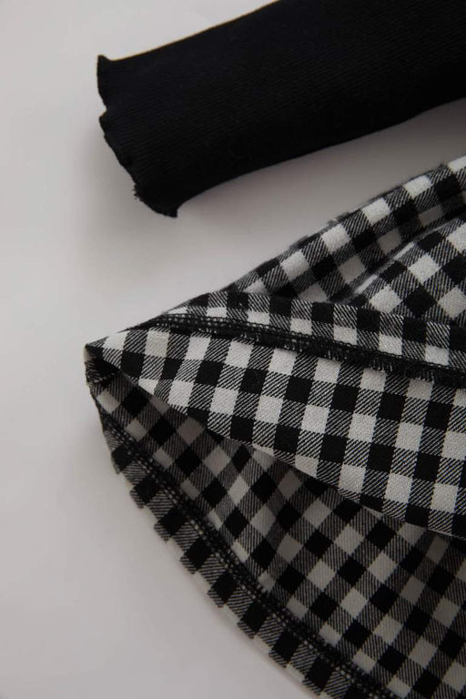 Платье-майка в рубчик с длинными рукавами и повязкой на голову для маленьких девочек, комплект из 2 предметов - Defacto фото 4