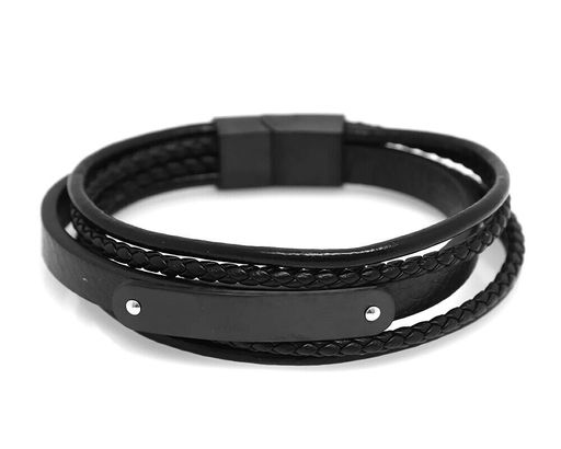 Браслет из кожи и стали, ALB97-1ч