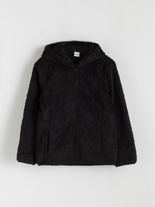 Kap??onlu Pel?? K?z ?ocuk Fermuarl? Sweatshirt