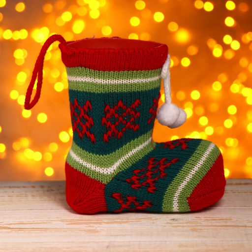 Подарочная упаковка Сапожок, вязаный носок, с помпонами - Страна карнавалия фото 2