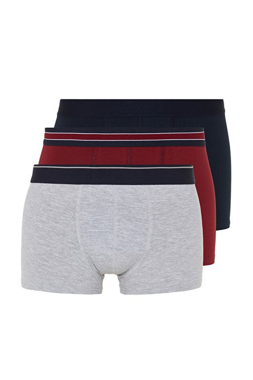 Bordo-Gri-Lacivert D_z _izgili Lastikli 3l_ Paket Boxer TMNSS23BX00016 - Trendyolmilla фото 2