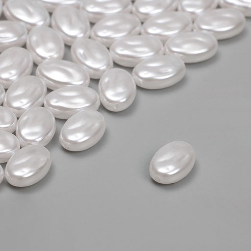 Бусины пластиковые на нити «Жемчуг», 1.3×0.9×0.6 см, набор 90 шт., цвет белый