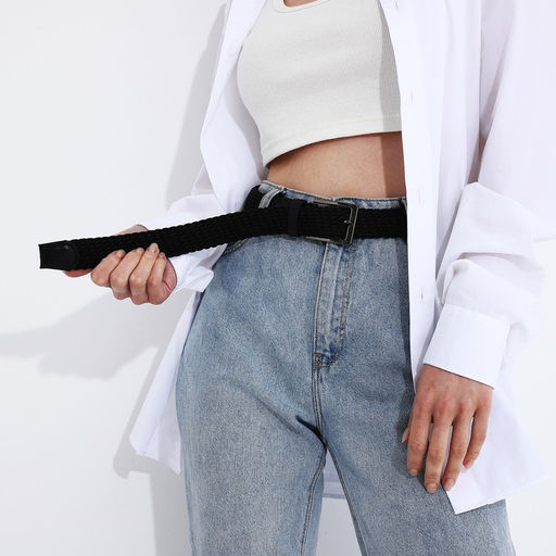 Ремень, ширина 3.5 см, резинка, пряжка металл, цвет чёрный - Simaland фото 3