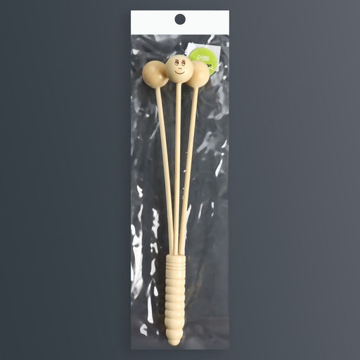 Массажёр антицеллюлитный, 32.5×7 см, 3 шара, деревянный