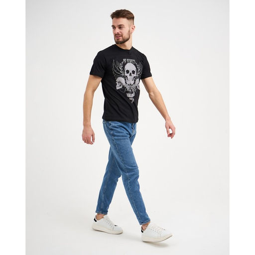 Футболка мужская KAFTAN Skull, размер 56, хлопок 100%, чёрная