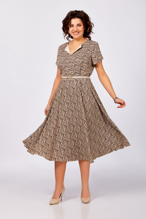 Платье Swallow 836 бежевые камушки на чёрном фото 6