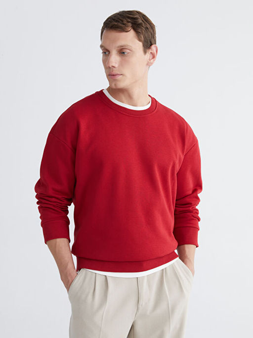 Bisiklet Yaka Erkek Kal?n Sweatshirt