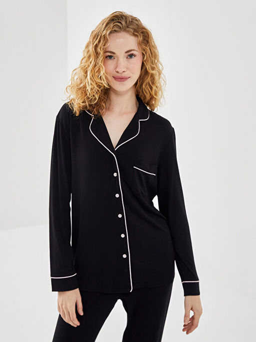 G?mlek Yaka Kad?n Pijama Tak?m?