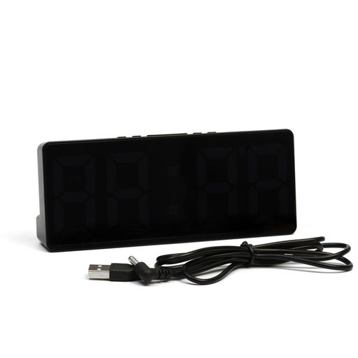 Часы настольные электронные: будильник, термометр, календарь, USB, 15×6.3 см, белая индикация