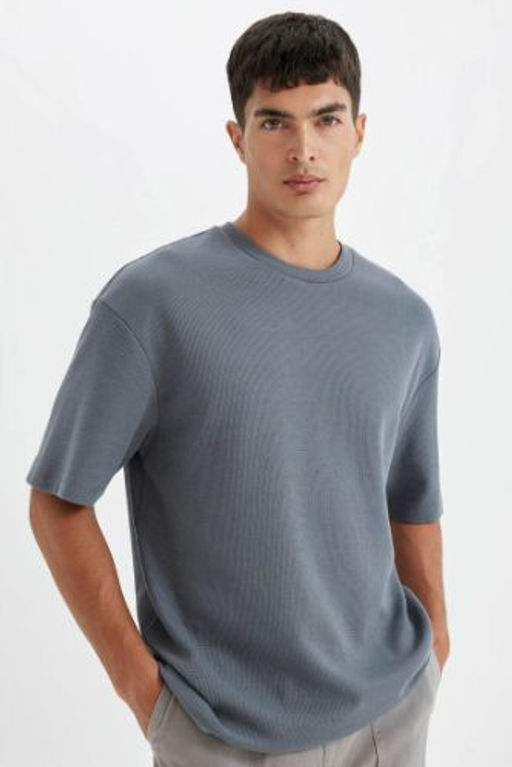 Relax Fit Bisiklet Yaka Pamuklu K?sa Kollu Basic Duz Tisort