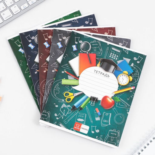 Тетрадь А5, 12 листов на скрепке в линию Школьные принадлежности, 5 видов МИКС, белизна 96% . - Artfox study фото 2