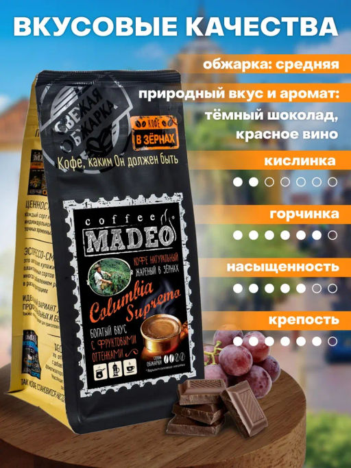 Кофе натуральный Colombia Supremo Damasco 200 г - Madeo фото 3
