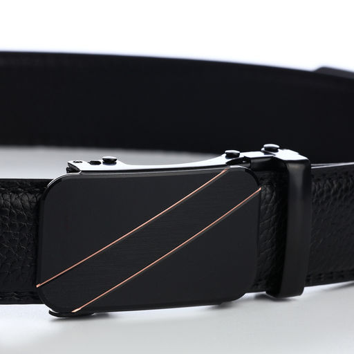 Ремень мужской, 120×3.5 см, кожа под флотер, пряжка автомат, прошив, чёрный