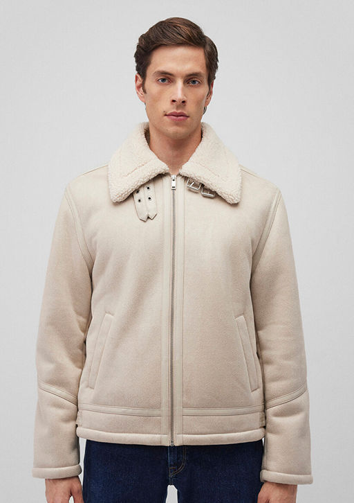 Beyaz Suni Deri Ceket - Mavi фото 5