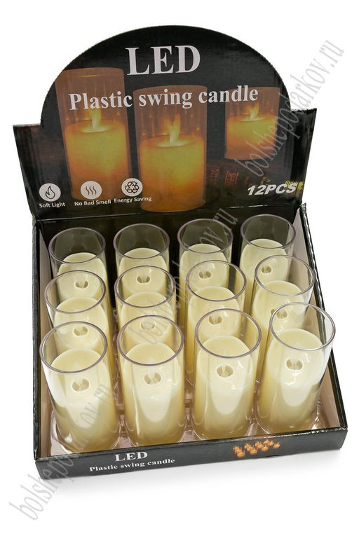 Набор свечей светодиодных на батарейках 5*5*12,5 см (12 шт) SF-7552, №5