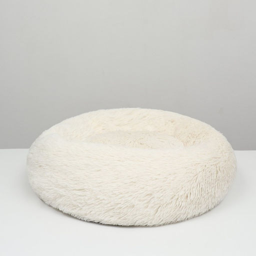 Лежанка для собак и кошек, длинный мех, 80 х 80 х 25 см, молочная - Пижон фото 9
