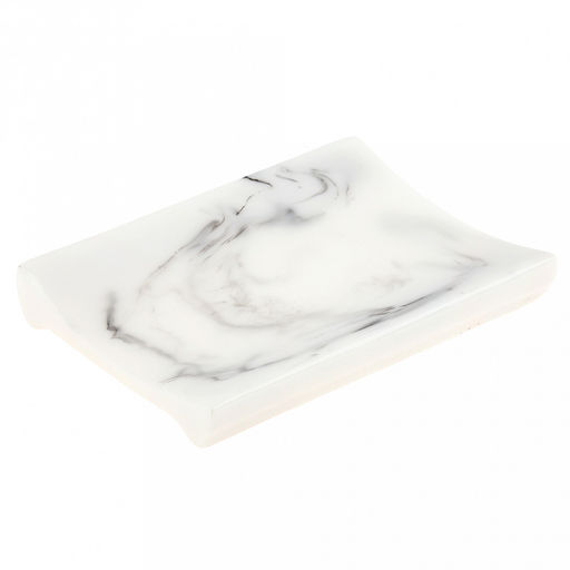 Набор для ванной "Камея" 4 предмета: дозатор для мыла 300мл; мыльница 12,4х8,5х1,8см; стакан для зубных щеток и зубной пасты; стакан 270мл; фурнитура пластик "под золото", акрил, бело-серый, в коробке (Китай)