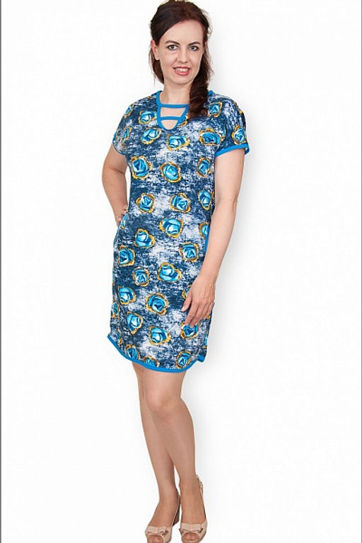 Туника трикотажная с карманами (00387, голубой)