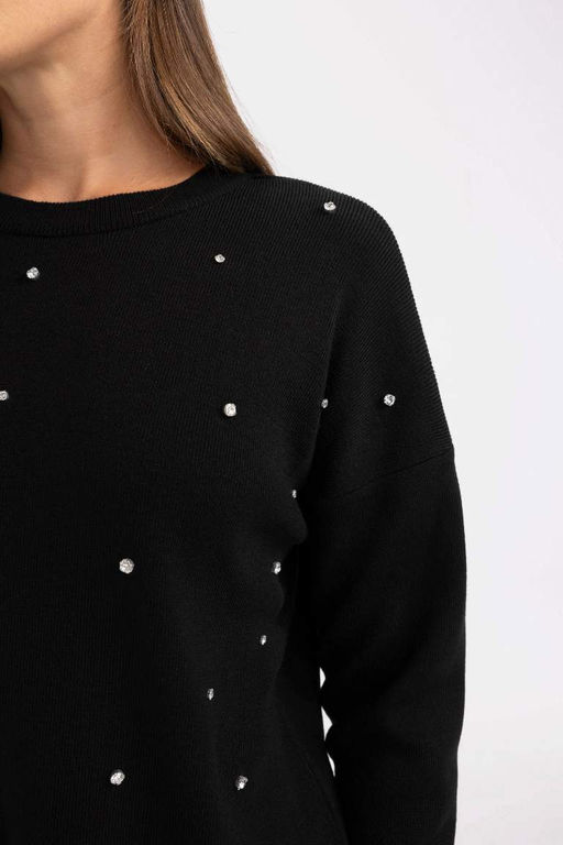 Свитер обычного кроя с круглым вырезом - Defacto фото 4