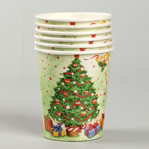 Стакан бумажный Новогодняя ёлочка, набор 6 шт. - Страна карнавалия фото 2