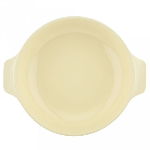 Форма для запекания керамическая "Семейная" 3,4л, д30,5см, h8см, круглая, 2 ручки, общая длина 36,5см, рифленый борт, светло-желтый, в коробке (Китай)