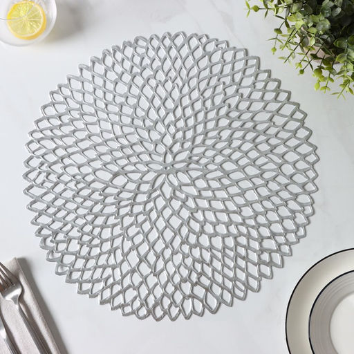 Салфетки сервировочные на стол Доляна «Лея», d=38 см, 4 шт., серебряные