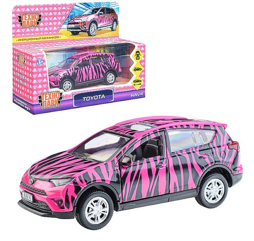 . Модель "Toyota Rav4 для девочек" металл 12 см, двери, багаж, инерц, арт.RAV4-12GRL-COW