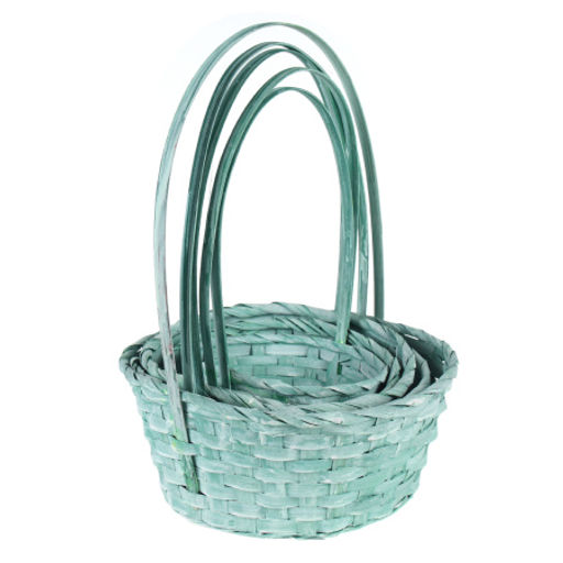 Корзина плетеная 5 штук набор / GN295-34 /уп 36/бирюзовая - Галеонтрейд фото 4