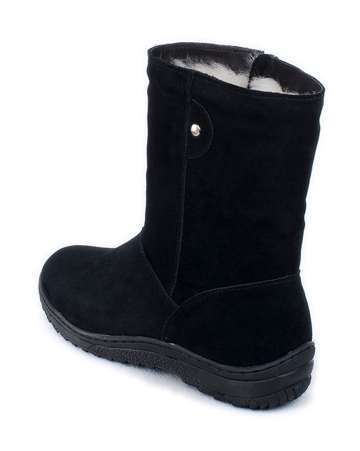 Полусапоги женские на литой подошве., Черные. Замша. Молния. Подклад овчина.