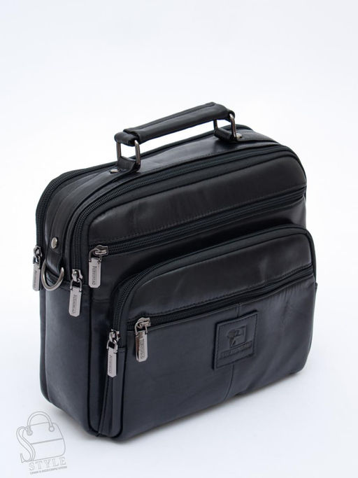 Сумка мужская кожаная 608M black Fuzhiniao