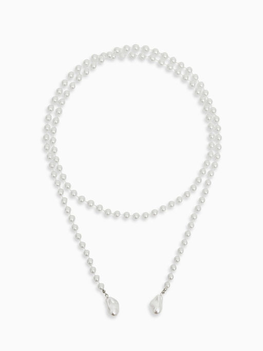 Бусы "Нить жемчуга" №8 с подвесами, L=120см, цвет белый в серебре
