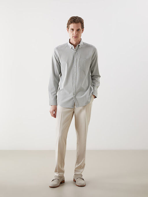 Regular Fit Uzun Kollu ?izgili Erkek G?mlek
