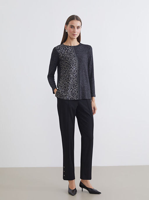 Bisiklet Yaka Desenli Bluz