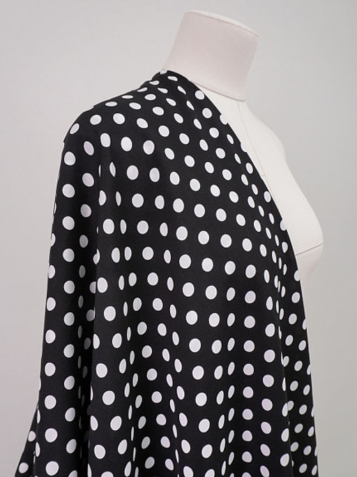 Штапель Белый горох (11мм) цв.черный, ш.1.45м, вискоза-100%, 95гр/м.кв - Купава фото 2